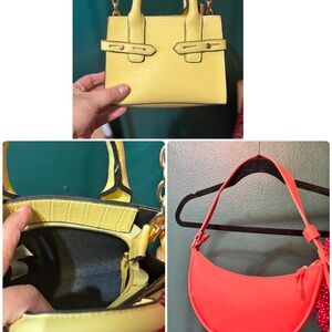 Yellow Croc-Embossed Handbag